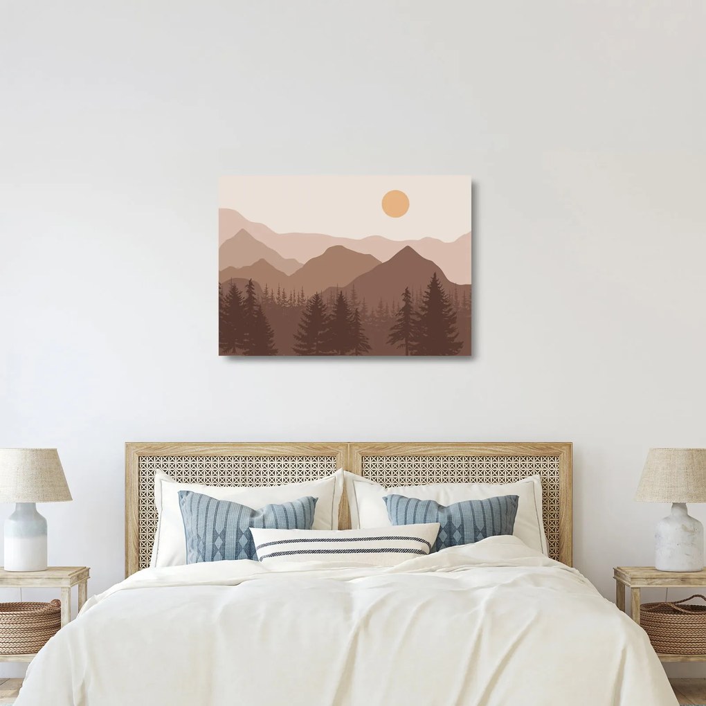Üveg kép - Barna hegyek N⁰1 (70x50 cm)