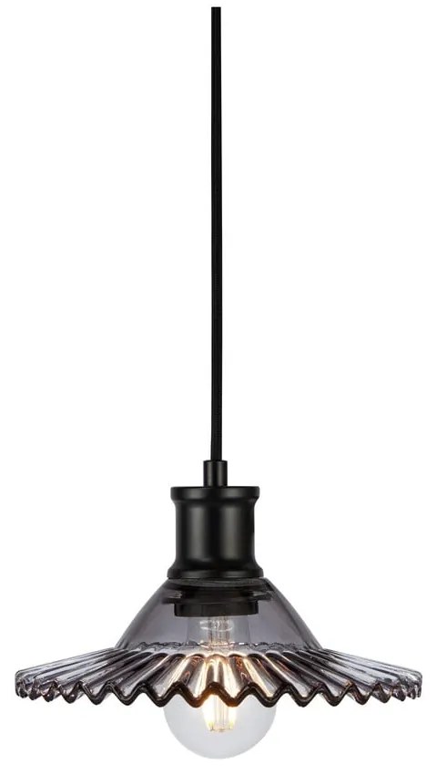 Fekete függőlámpa üveg búrával ø 21,5 cm Novia – Markslöjd