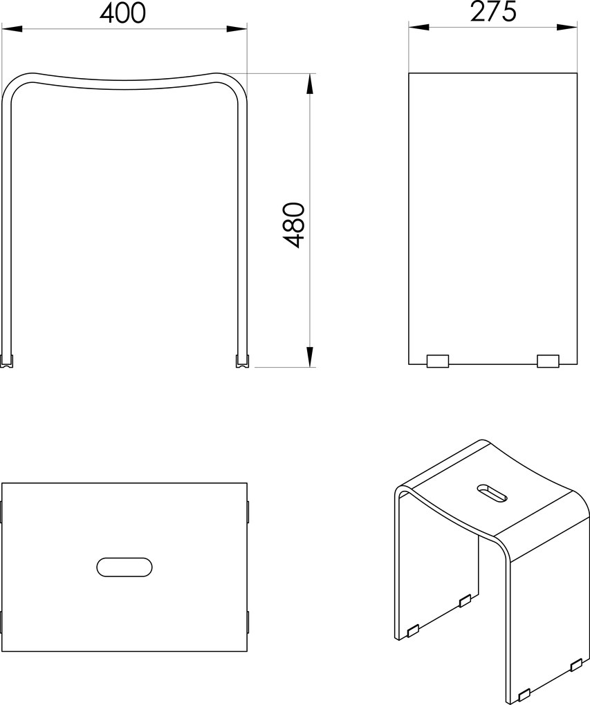 Ridder Ridder, TRENDY fürdőszobaszék 40x48x27,5cm, átlátszó, A211100