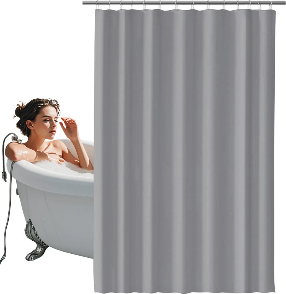 Vízálló Textil Fürdőszobai Függöny, Kabinba És Kádba Szürke 180X220CM
