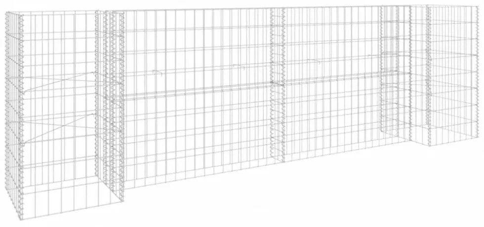 H alakú acéldrót virágtartó gabion 260 x 40 x 80 cm