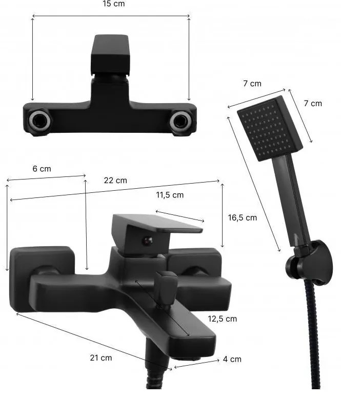 SARA FEKETE KÁDTÖLTŐ CSAPTELEP KÉZIZUHANY KÉSZLETTEL