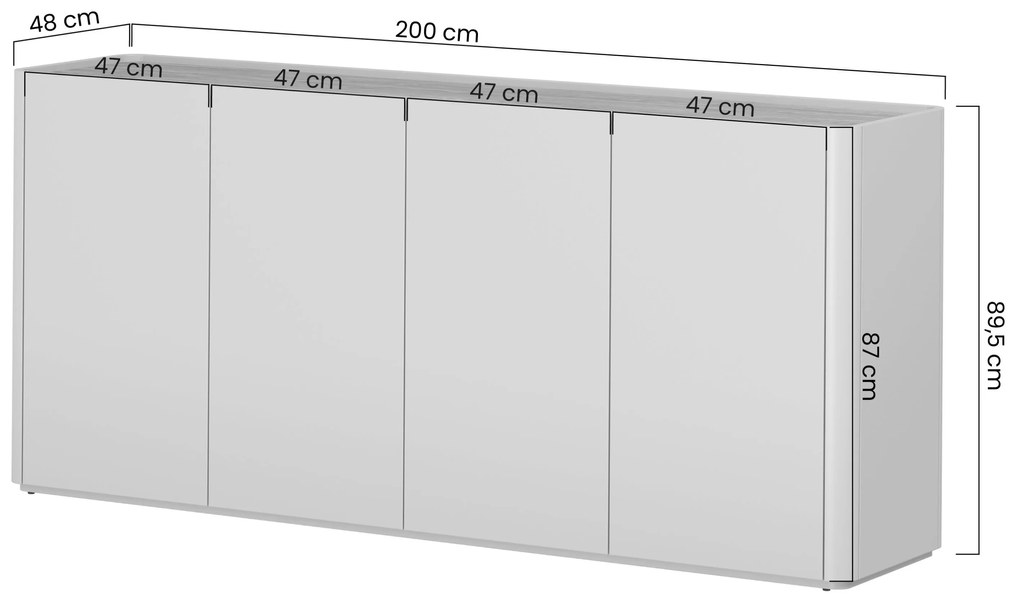Elivo komód 200 cm - eukaliptusz / baltic dune tölgy