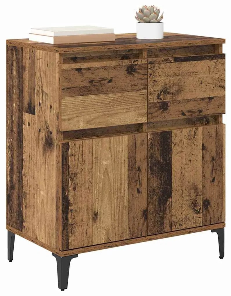 Széf fiókkal Öreg fa 60 x 35 x 70 cm Műszaki fa és vas