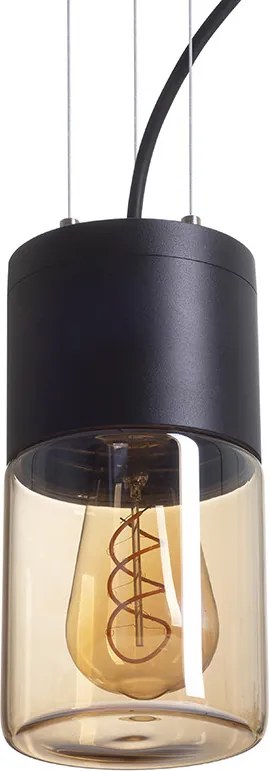 RENDL QUINN függőlámpa fekete borostyánsárga üveg 230V LED E27 11W IP54