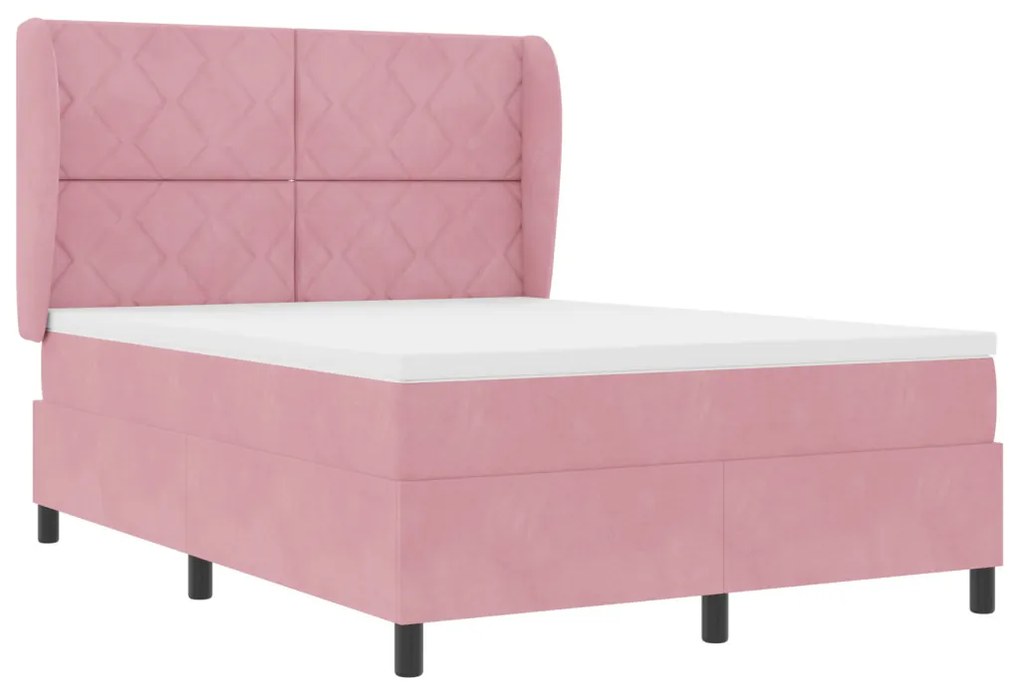 Rózsaszín Párnázott Boxspring Ágy Matrac 140x200 cm