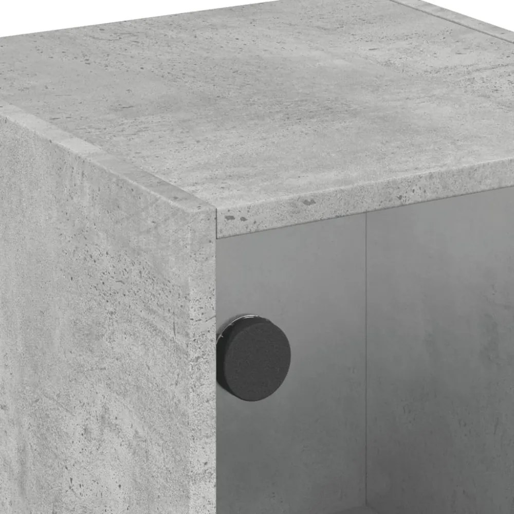 2 db betonszürke éjjeliszekrény üvegajtókkal 35 x 37 x 42 cm