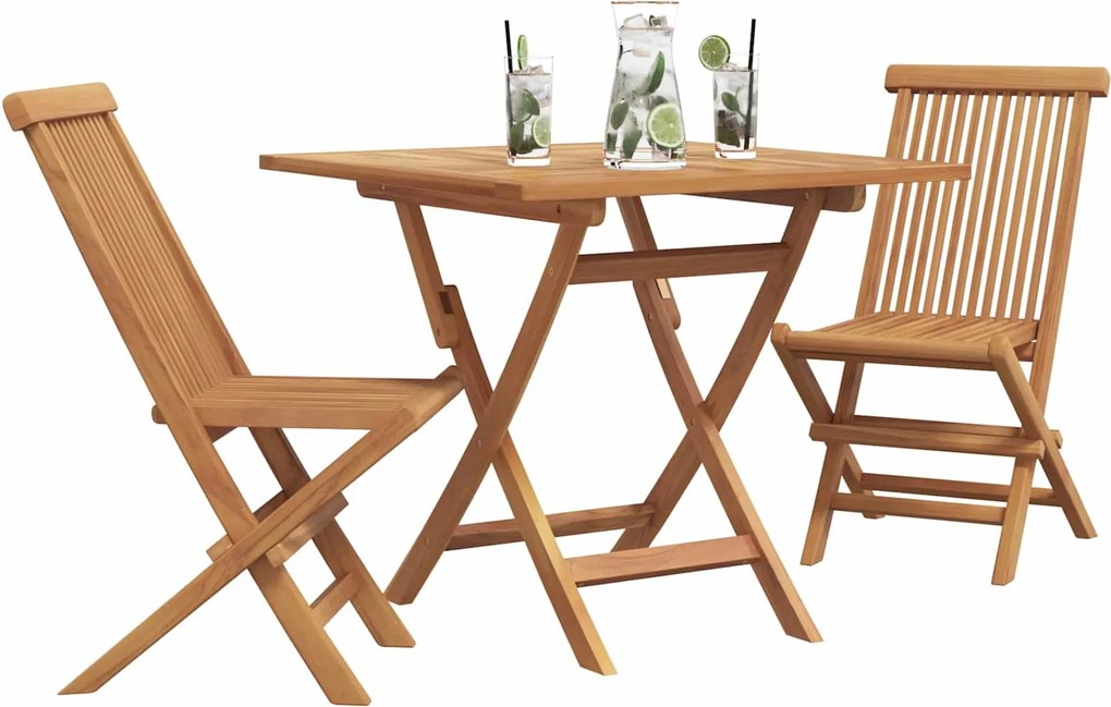 vidaXL Kert étkező szett 3 pcs Barna Tömör Akácfa