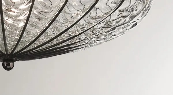 SIRU - Mennyezeti lámpa ACCADEMIA 3xE27/60W/230V átlátszó/fekete Velencei üveg