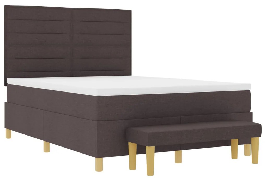 vidaXL Boxspring Ágy Mattal és Pad sötétbarna 160x200 cm szövet