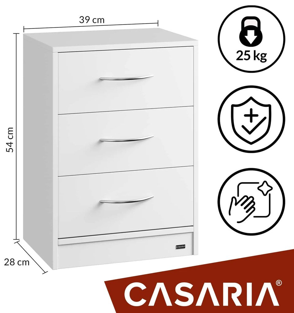 Casaria ELOISE éjjeliszekrény világítással, 54x39x28cm, fehér