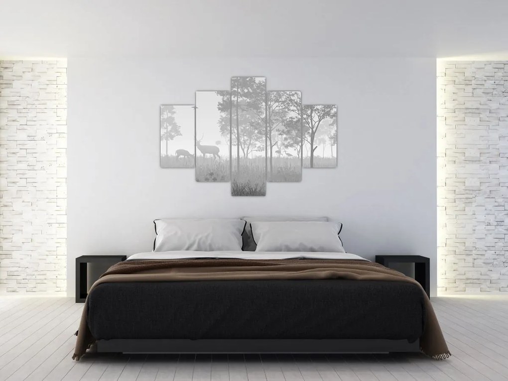 Kép - rét szarvasokkal (150x105 cm)