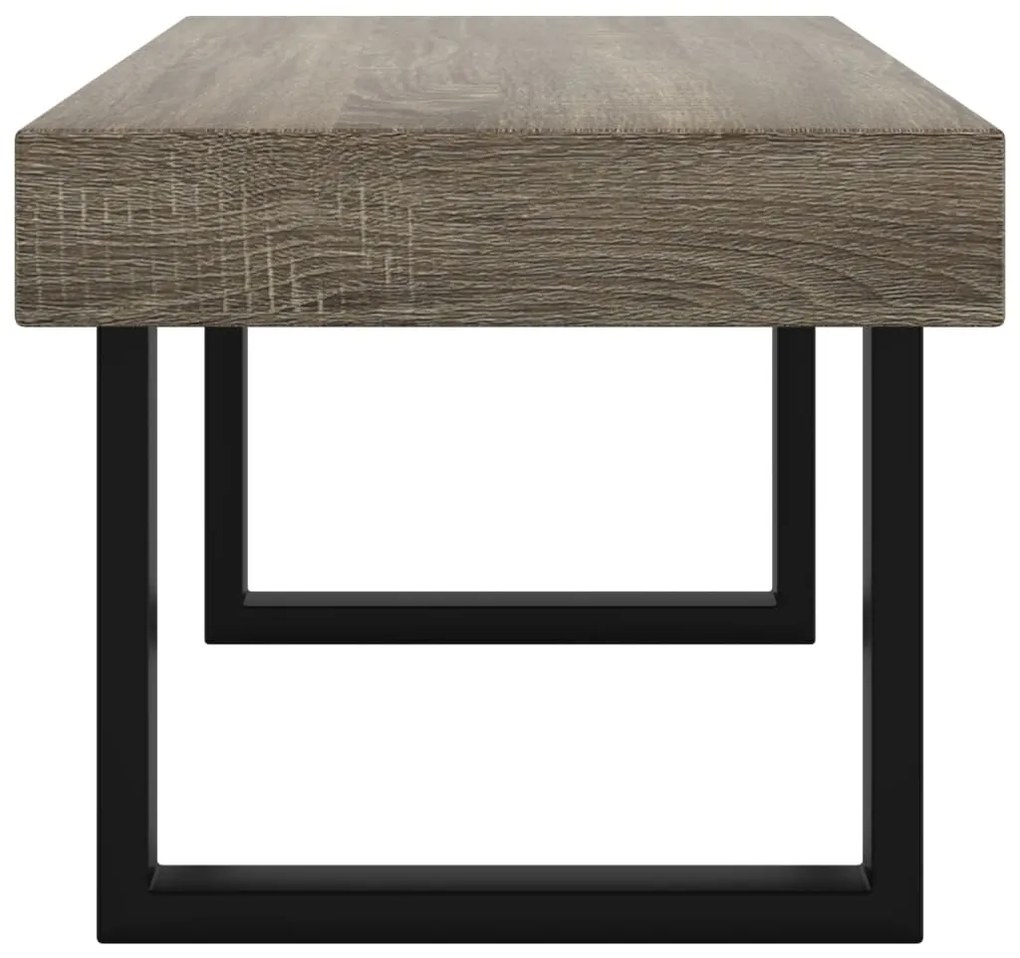Szürke és fekete MDF és vas dohányzóasztal 90x45x40 cm