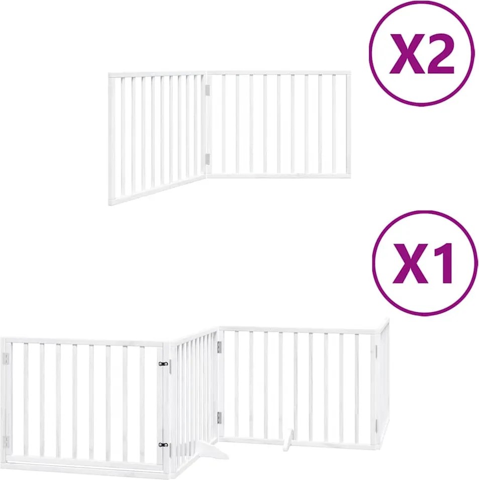 vidaXL fehér nyárfa 8 paneles összecsukható kutyakapu ajtóval 640 cm