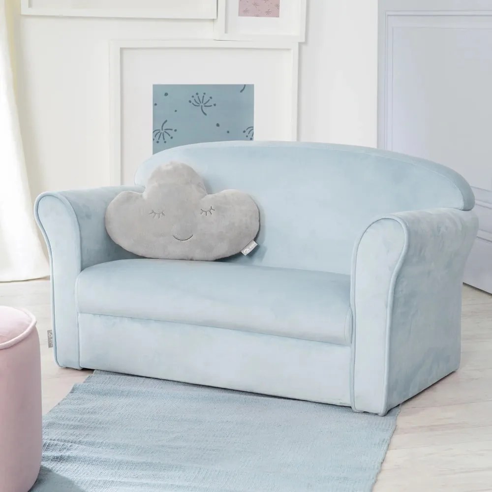 Világoskék bársony gyerek kanapé 78 cm Lil Sofa – Roba