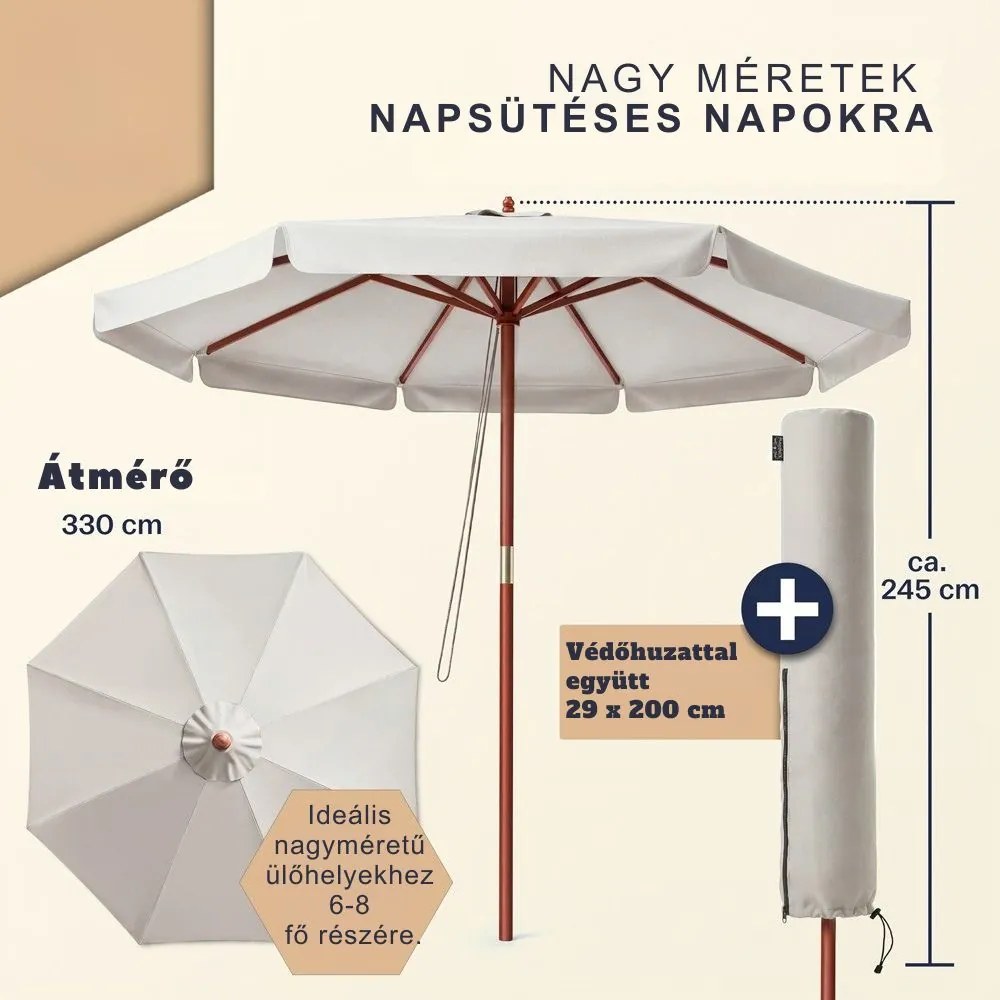MALAGA napernyő, Ø330cm, bézs Kingsleeve