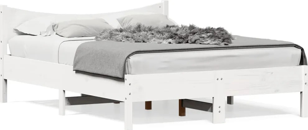 vidaXL fehér tömör fenyőfa ágy matrac nélkül 135 x 190 cm