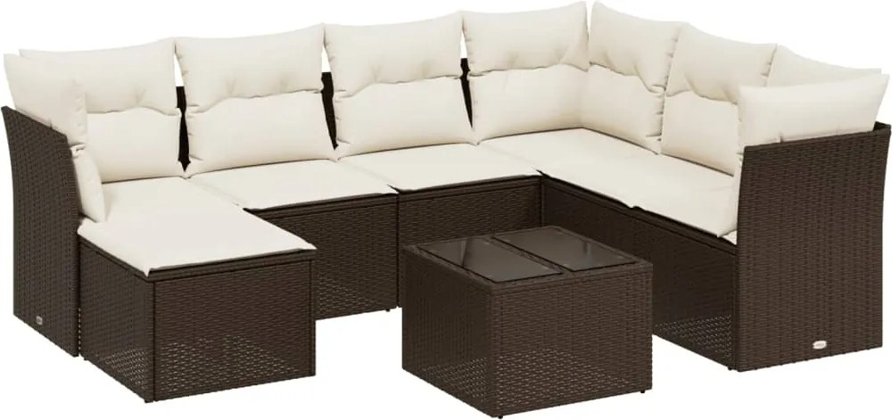 vidaXL 8 részes barna polyrattan kerti ülőgarnitúra párnákkal