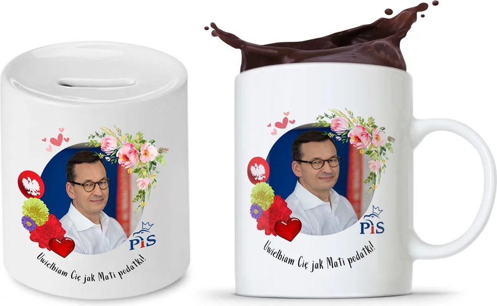 Mateusz Morawiecki Pis Bögre Persely Szett fényképes nyomtatással