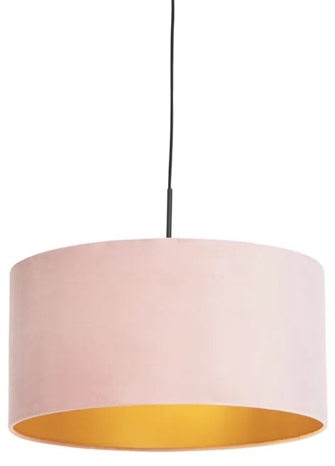Függőlámpa rózsaszín bársony árnyékolóval aranyozott 50 cm - Combi