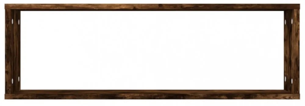 2 db füstös tölgy színű szerelt fa fali kockapolc 80x15x26,5 cm