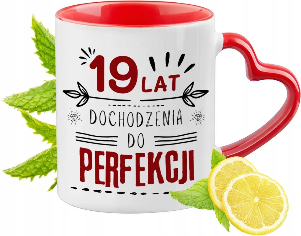 Születésnap 19 19-es 19-es Piros Bögre Szív Alakú Füllel Ajándék