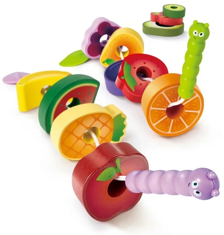 Hape játékkészlet - Gyümölcslakoma hernyókkal