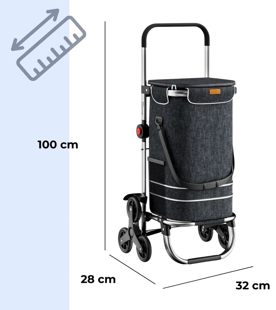 Jurhan COMFORT bevásárlótáska lépcsőjáró kerekekkel, 50l, fekete