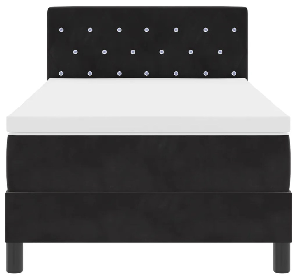 Boxspring Ágy Matrac Háló fekete 100x200 cm Bársony