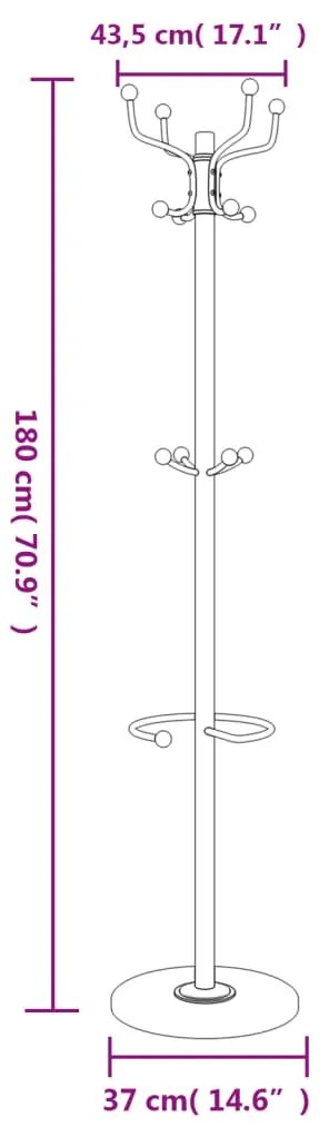fekete porszórt vas fogas esernyőtartóval 180 cm