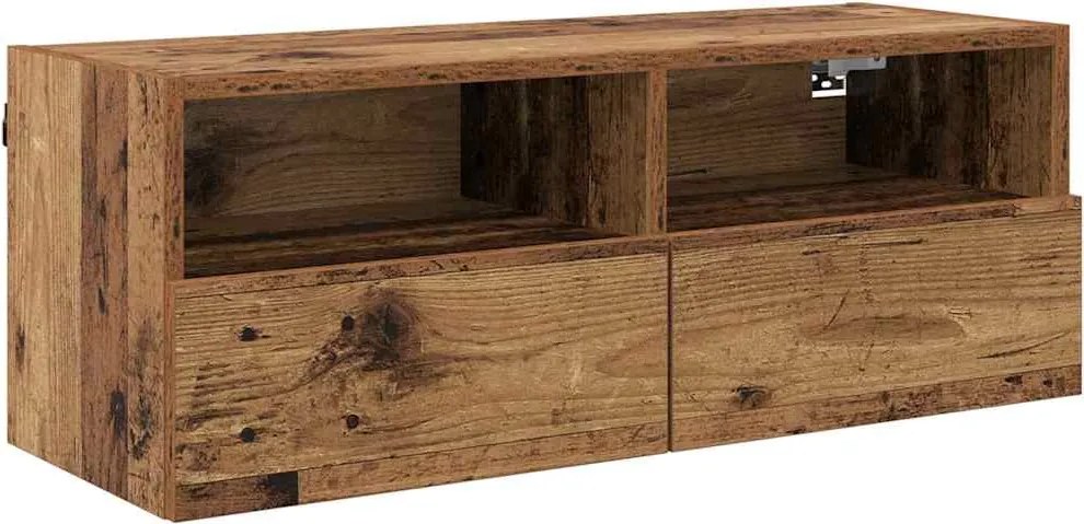vidaXL TV Fali Szekrény Öreg fa 80 x 30 x 30 cm Faanyag