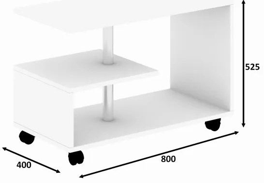 Kávésasztal KARANFIL 52,5x80 cm fehér