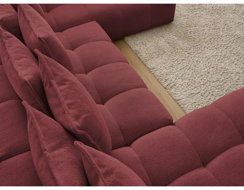 Borvörös zsenília kinyitható-tárolóhelyes sarokkanapé (jobb oldali-U alakú) Everest – Bobochic Paris