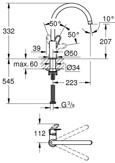 GROHE 31555001 - Mosogató csaptelep START FLOW 332 mm fényes króm