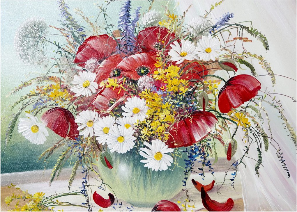 Egy váza képe vadvirágokkal (üvegen) (70x50 cm)