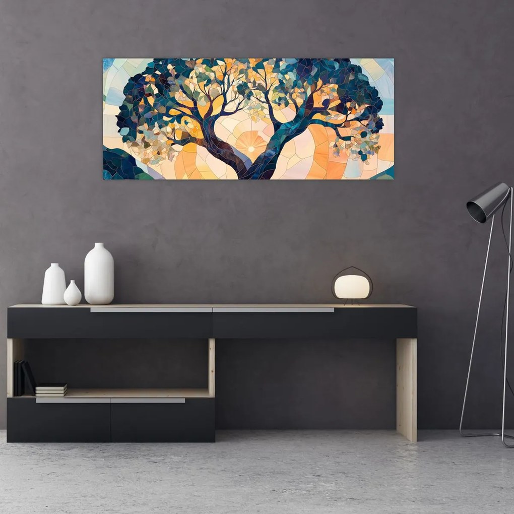 Kép – Mozaik – nap és fa II. (120x50 cm)
