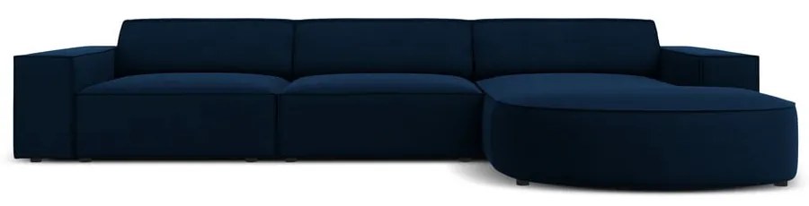 Kék bársony sarokkanapé (jobb oldali) Jodie - Micadoni Home