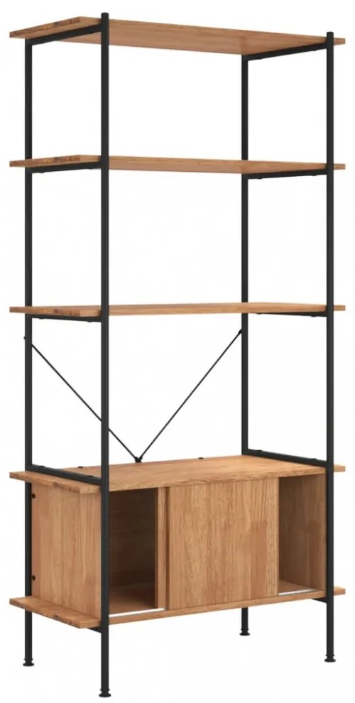 5 szintes acél és szerelt fa polc szekrénnyel 80x40x163 cm