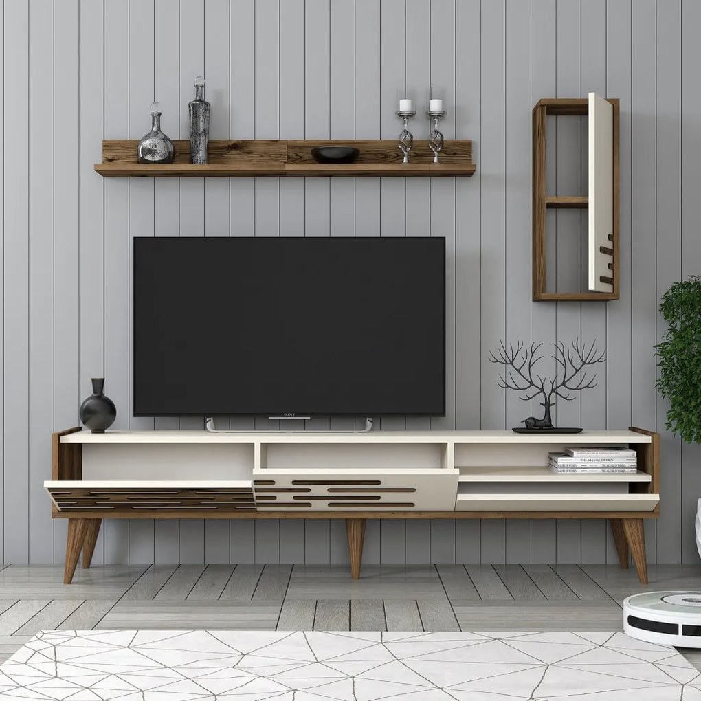 Valensiya TV-állvány, dió-krém, 180 cm – TR845HCT5346