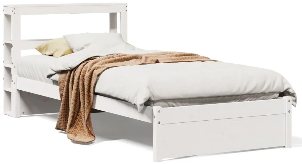 fehér ágykeret fejtámlával matrac nélkül 90x190 cm