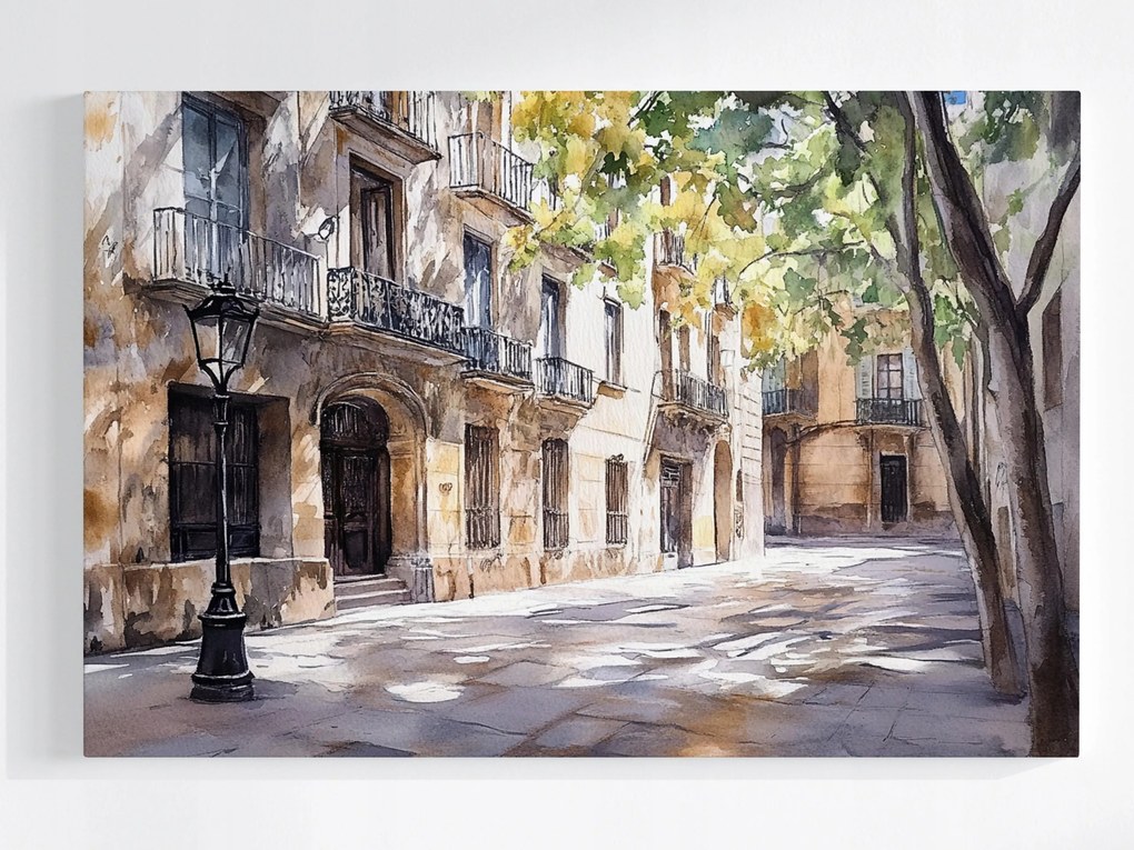 Canvas Vászonkép Mediterrán Utca Akvarell Tájkép 60x40