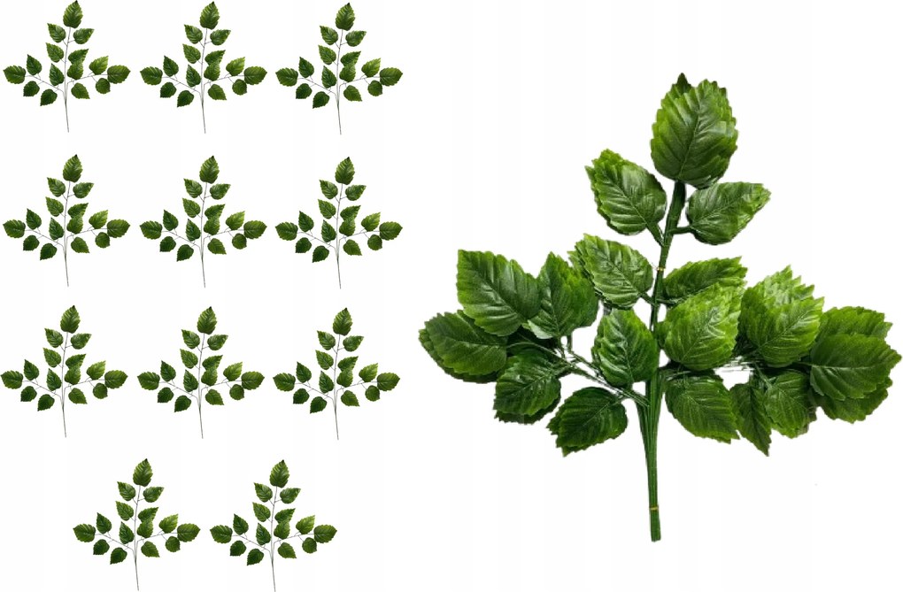 12x Mesterséges levelek a kompozíció díszítéséhez műlevél csomó