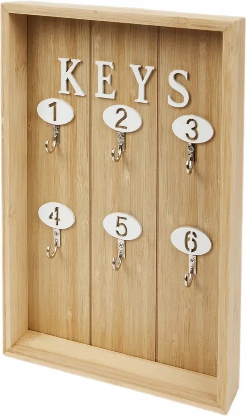 Doboz szekrény kulcstartó 6 akasztós Home barna