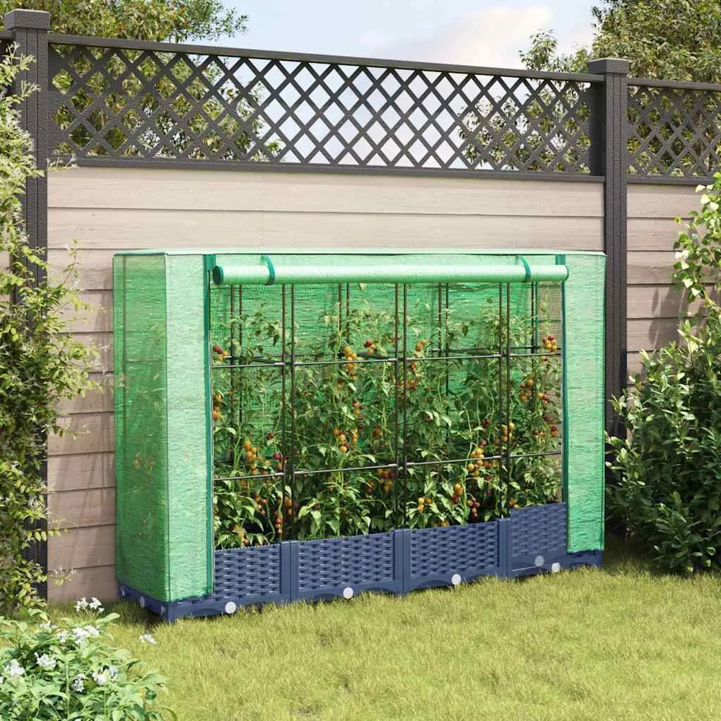 rattan megjelenésű magaságyás melegháztakaróval 160x40x123 cm