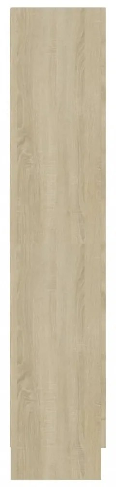 sonoma tölgy színű szerelt fa vitrinszekrény 82,5x30,5x150 cm