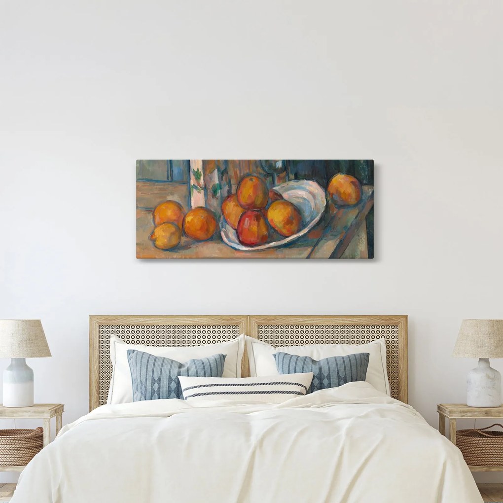 Kép - Paul Cézanne, Still Life with Milk Jug and Fruit, reprodukciók (120x50 cm)