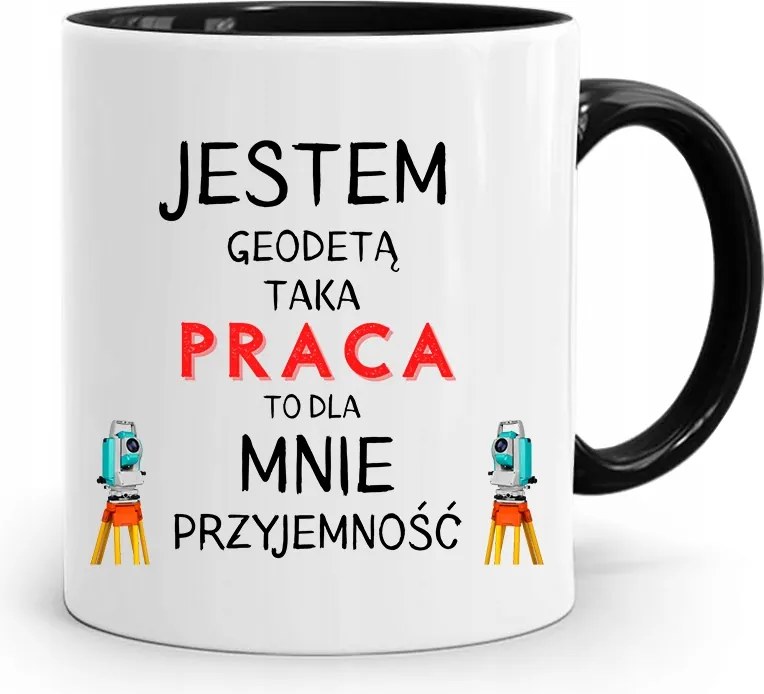 Fekete Bögre Földmérőnek Földmérő Vagyok Ajándék fényképes nyomtatással