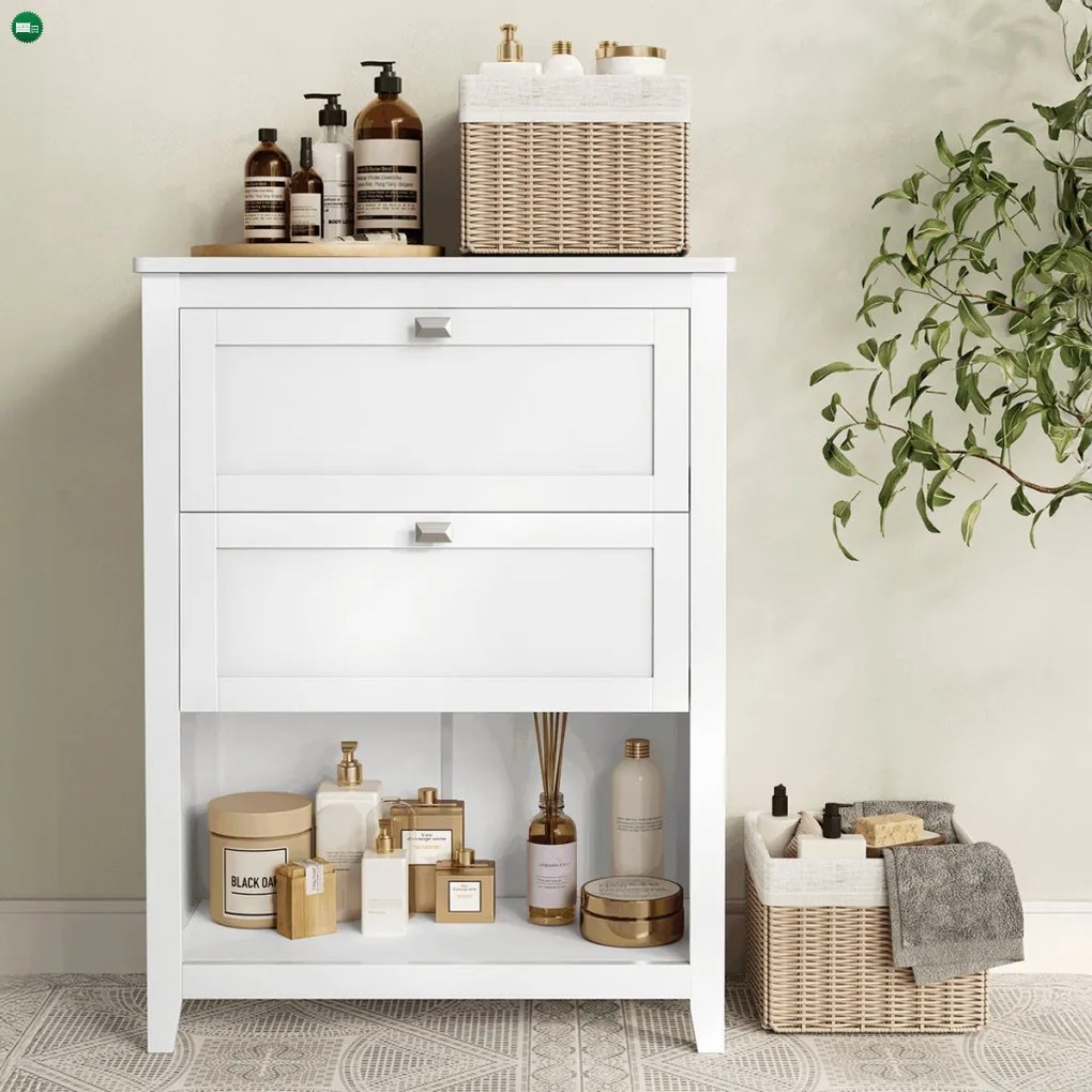 Koupelnová skříňka 60x30x80cm, mdf, bílá, AUK-E1054 WT