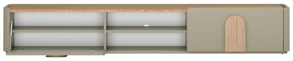 Amilio TV-szekrény 220 cm fiókkal - eukaliptusz / baltic dune tölgy / natúr tölgy fogantyú