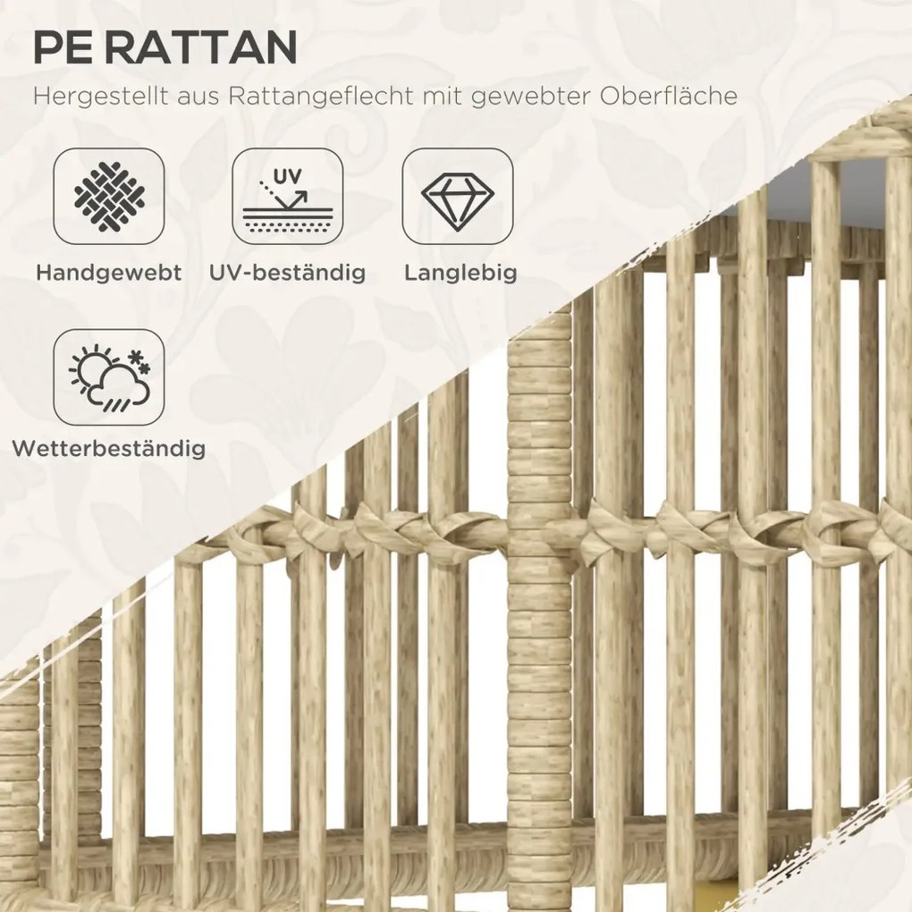 Outsunny Kerti bútor szett, 5 részes, ülőpárnákkal együtt, szintetikus rattan, rozsdamentes acél váz, világosszürke